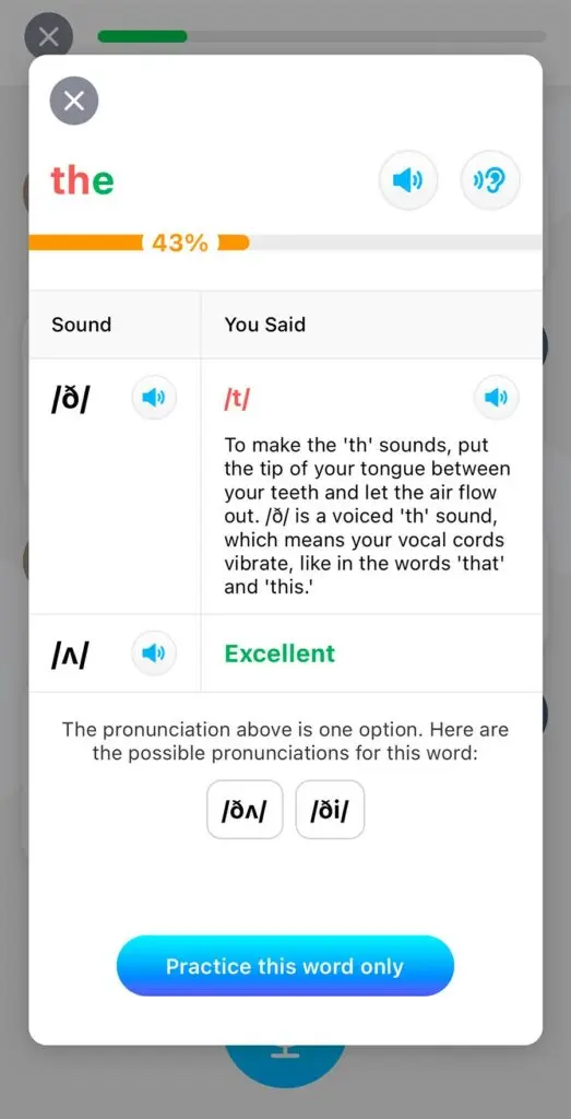 Conversational exercise in ELSA Speak