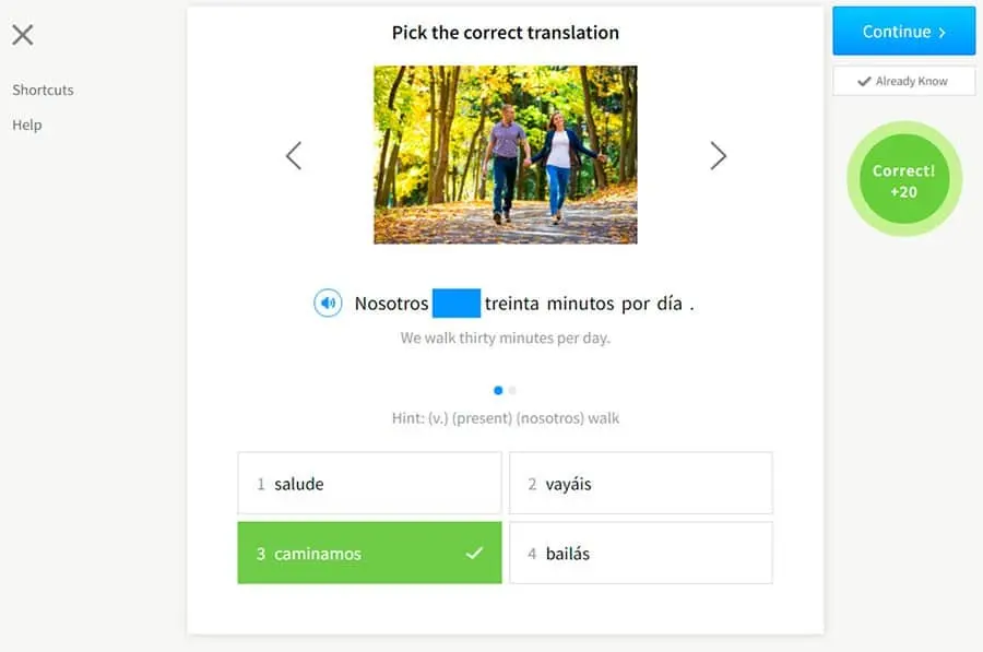 Here are some of the exercises available in FluentU Spanish