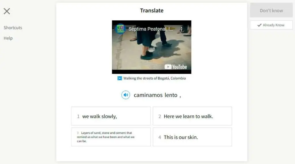 Here are some of the exercises available in FluentU Spanish