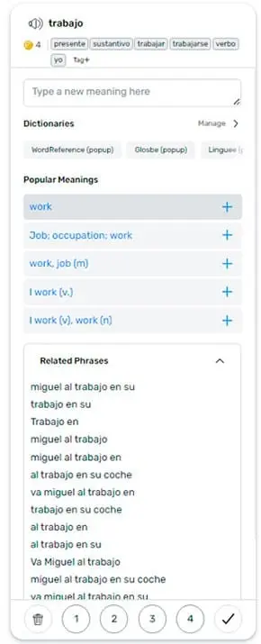 Illustrating word meanings based on the grammatical context