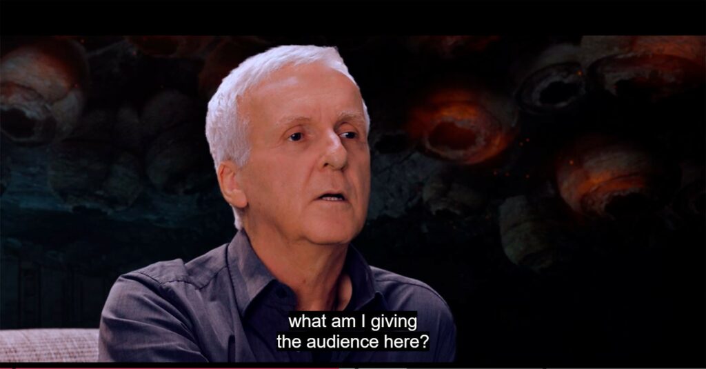 James Cameron discussing techniques for creating tension