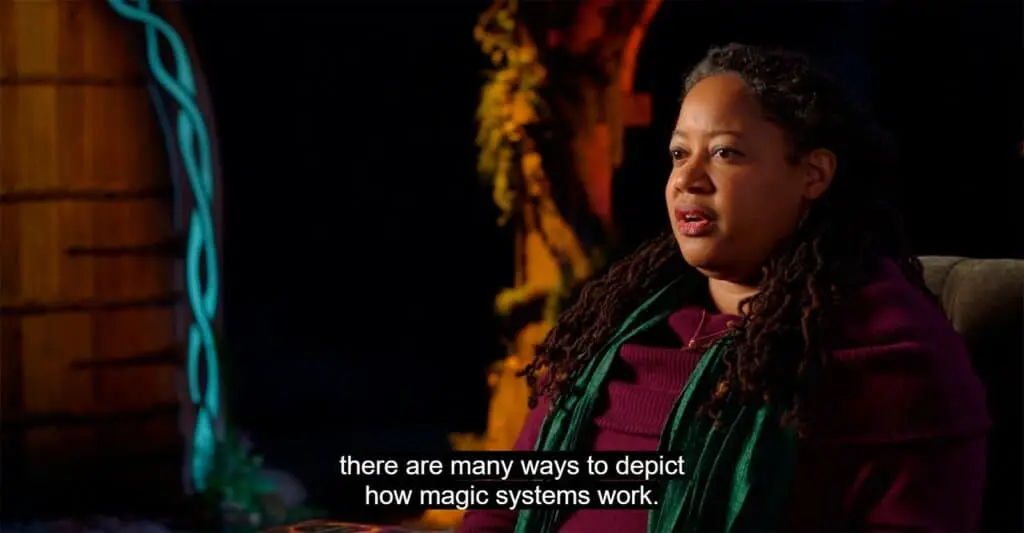 N.K. Jemisin discussing the integration of science and magic in science fiction and fantasy worldbuilding