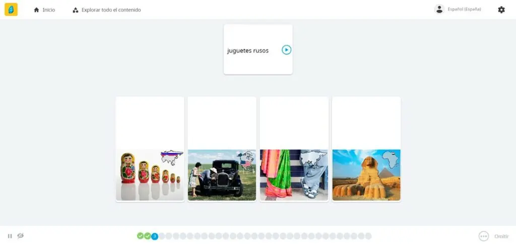 Visual representation of the main lesson, which involves associating words and meanings with visual images in various ways