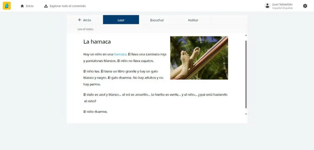 One of the stories from Rosetta Stone Spanish