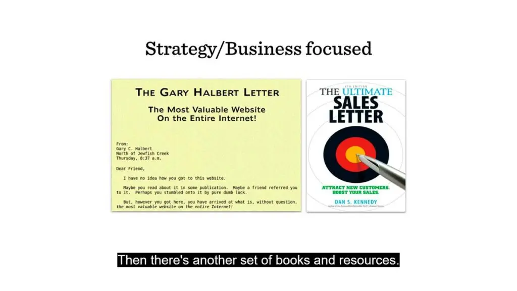 A stack of books with a title that reads 'The only books you need to learn copywriting