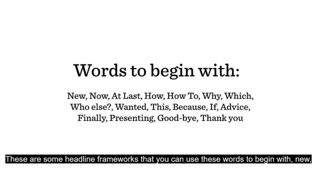 A notepad with a list of catchy headline starters