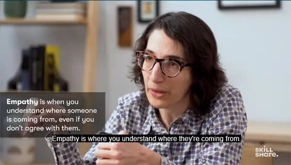 Myla discussing how to empathize with a character