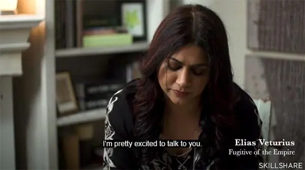 Sabaa assuming the role of one of the characters in her book