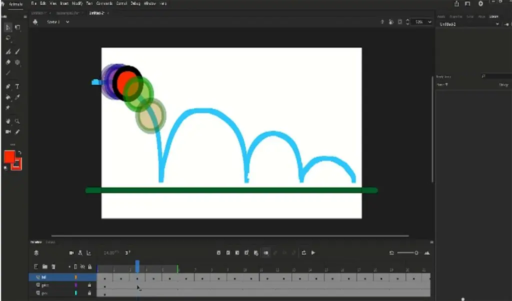 Nico employs keyframes to animate the ball along the arc path