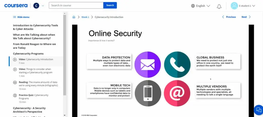 Video lecture providing an overview of online security topics in the IBM Cybersecurity Analyst Professional Certificate