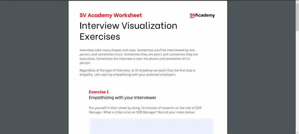 Cover or snapshot of the workbook designed to empathize with your interviewer