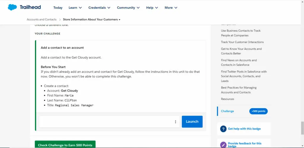 Participating in a Trailhead challenge, a hands-on project