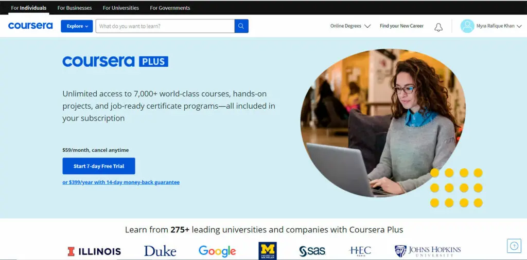 Promotional image or banner for the Coursera Plus subscription