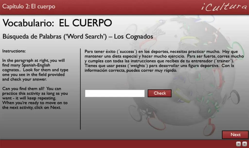 Displaying a selection of reading activities available in ICultura