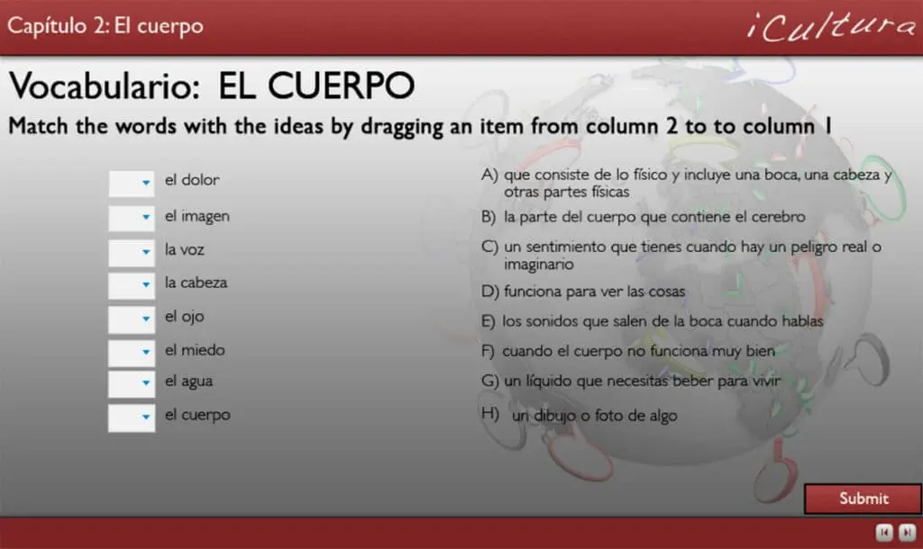 Displaying a selection of reading activities available in ICultura
