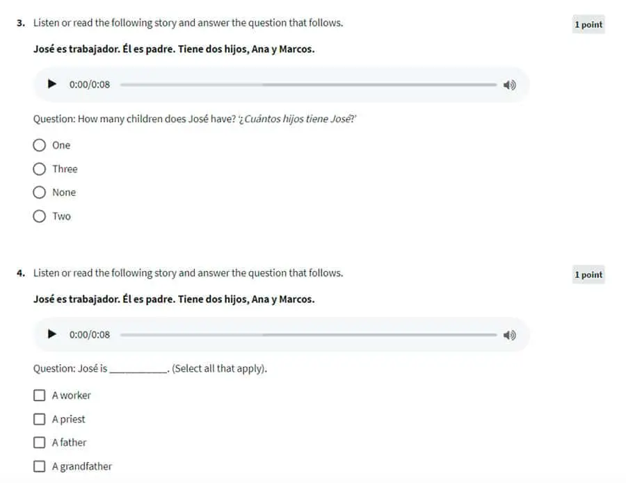 Illustrating the format of multiple-choice questions in final reviews