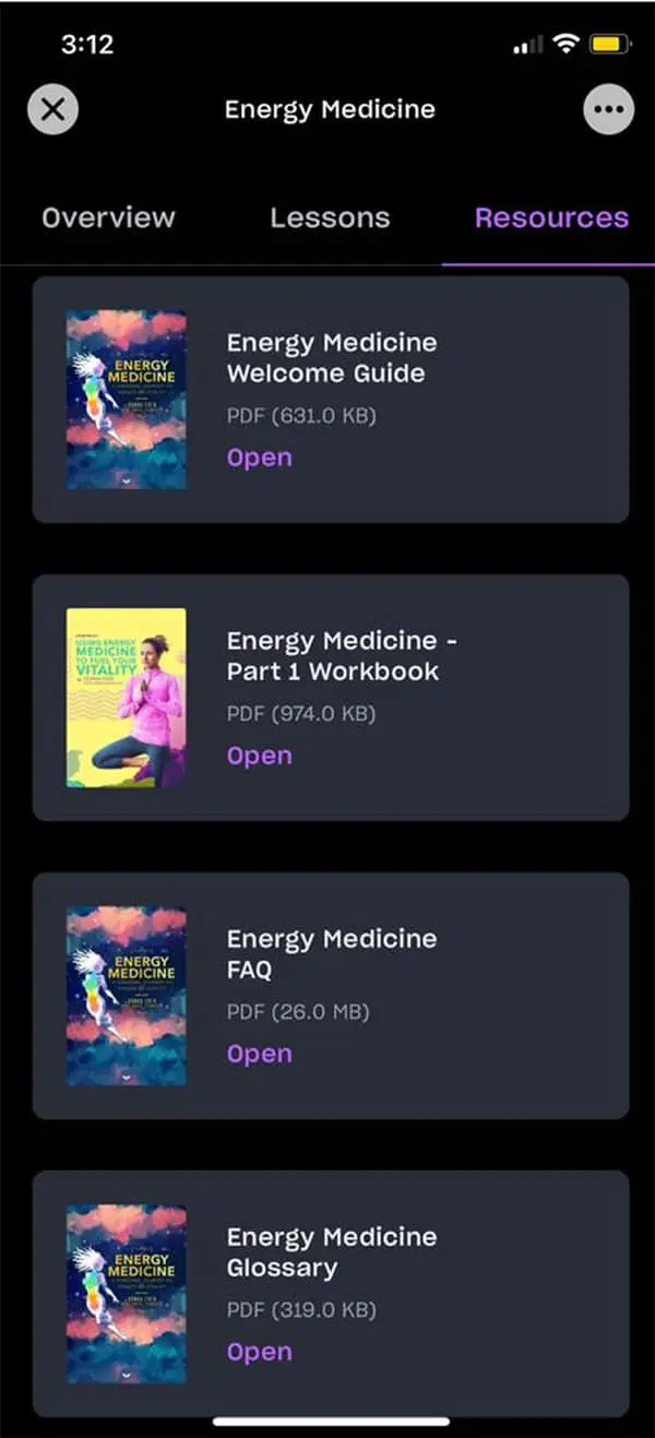 Resources available with the course