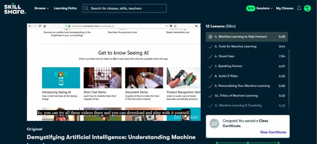 Lesson 4: Video lecture on machine learning designed to assist humans