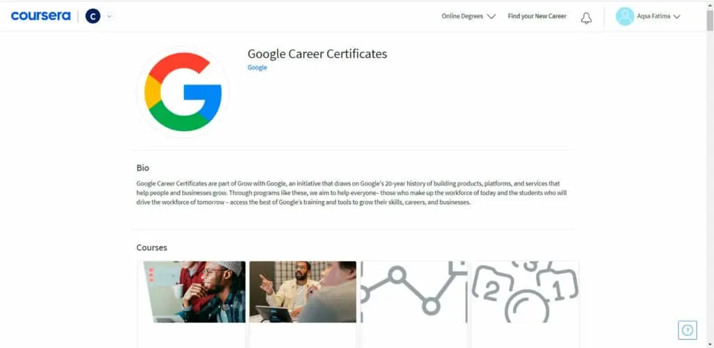 Logo of the Google Career Certificates program