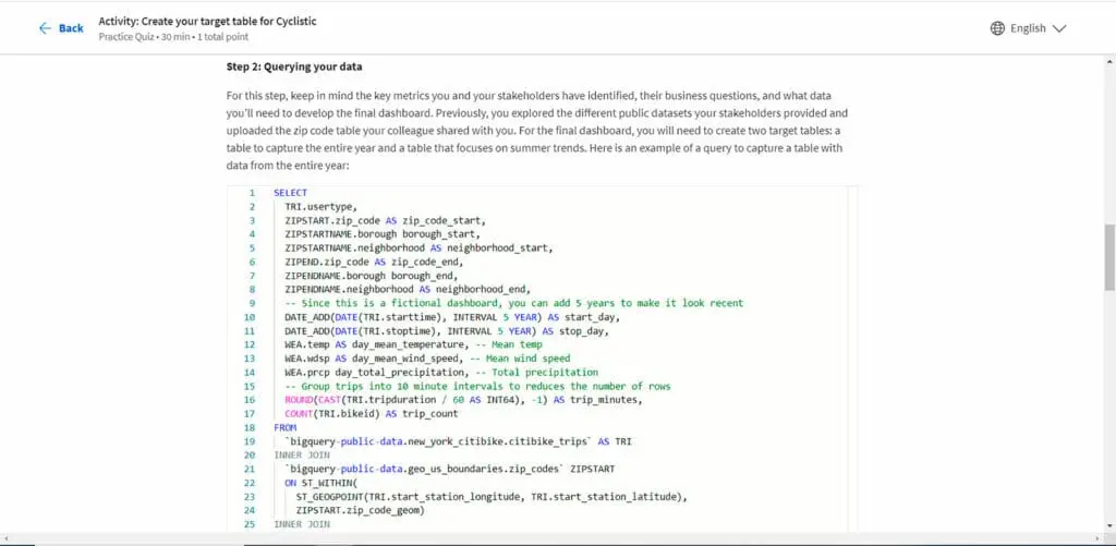 Student working on a SQL project in a classroom setting