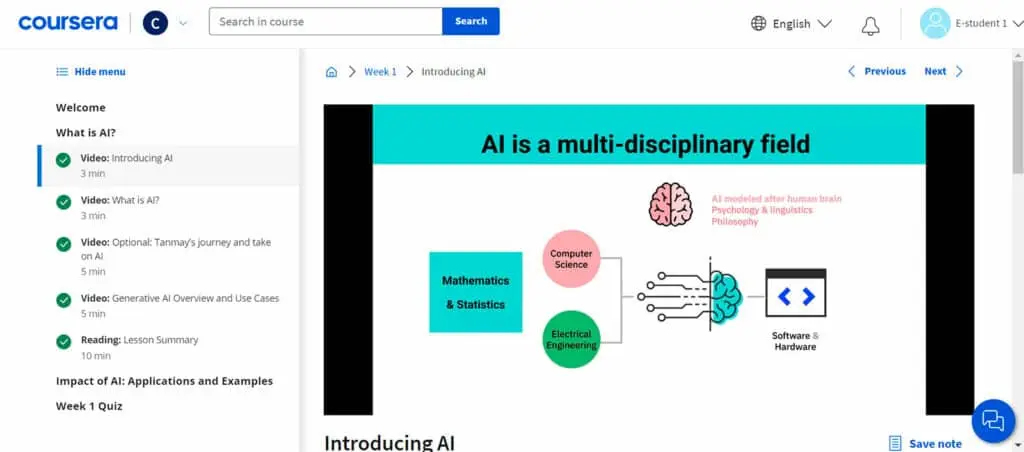A video lesson providing an introduction to Artificial Intelligence concepts