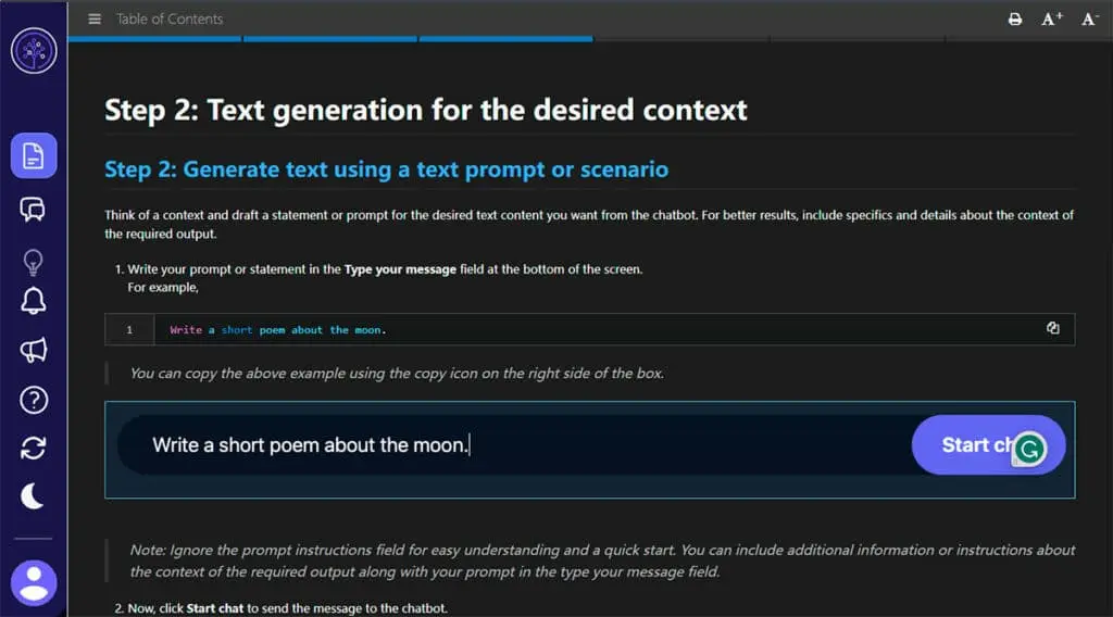 A hands-on lab session demonstrating text generation using generative AI techniques