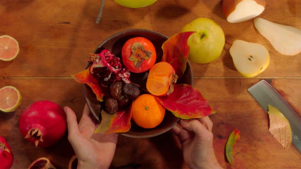A delicious, seasonal fruit bowl prepared by Alice Waters