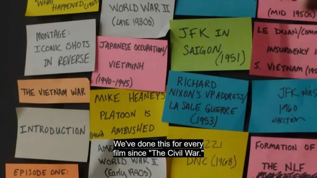 Part of Ken Burns' episode board for The Vietnam War