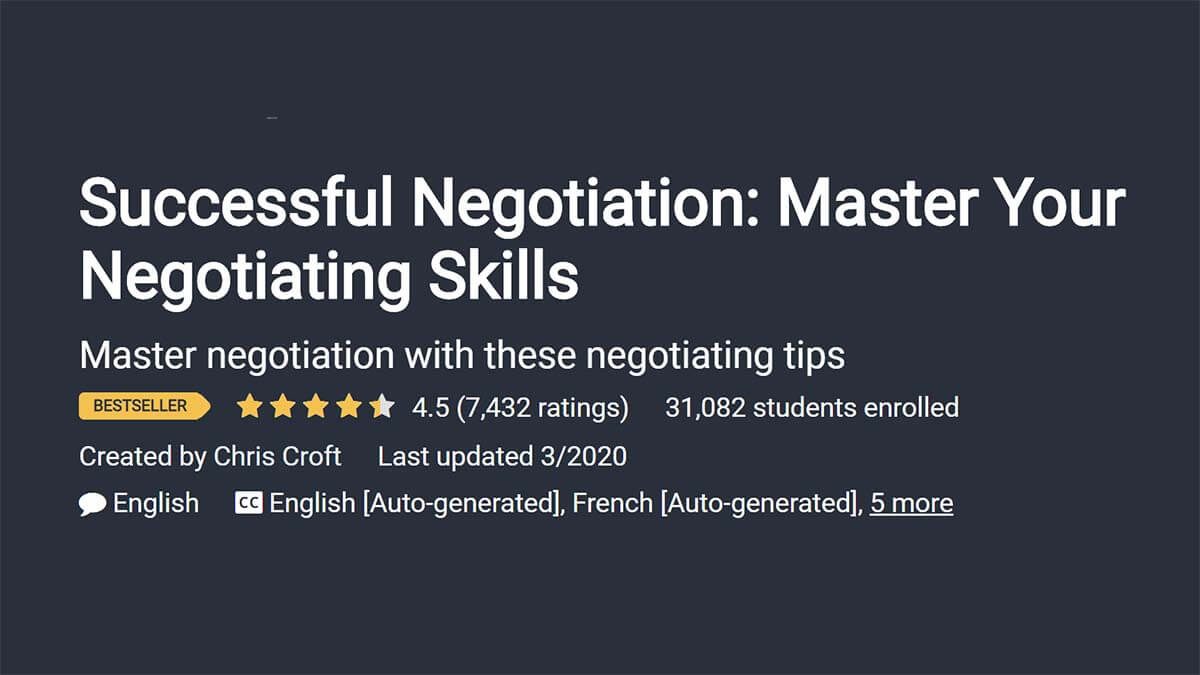 Best for Bargaining: “Successful Negotiation: Master Your Negotiation Skills” (Udemy)