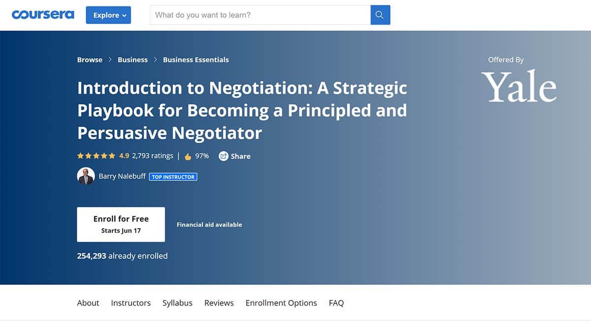 Best for Certification: “Introduction to Negotiation” (Coursera x Yale)