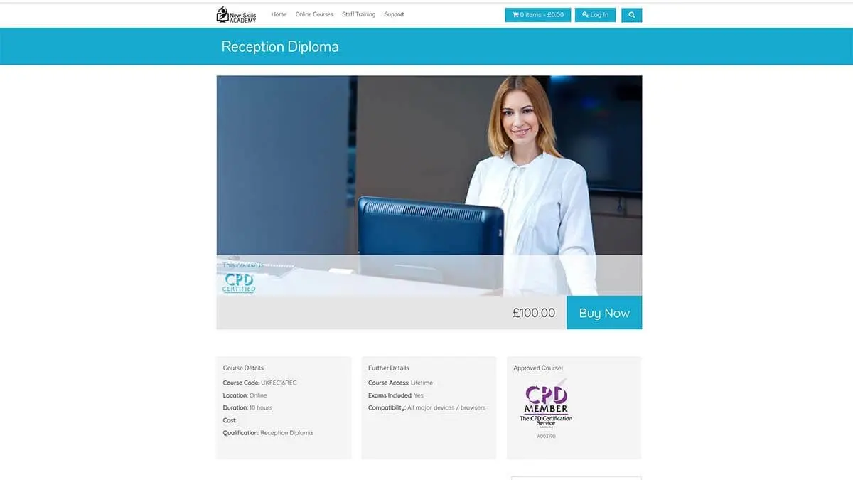 Best Introductory Course: Reception Diploma (New Skills Academy)